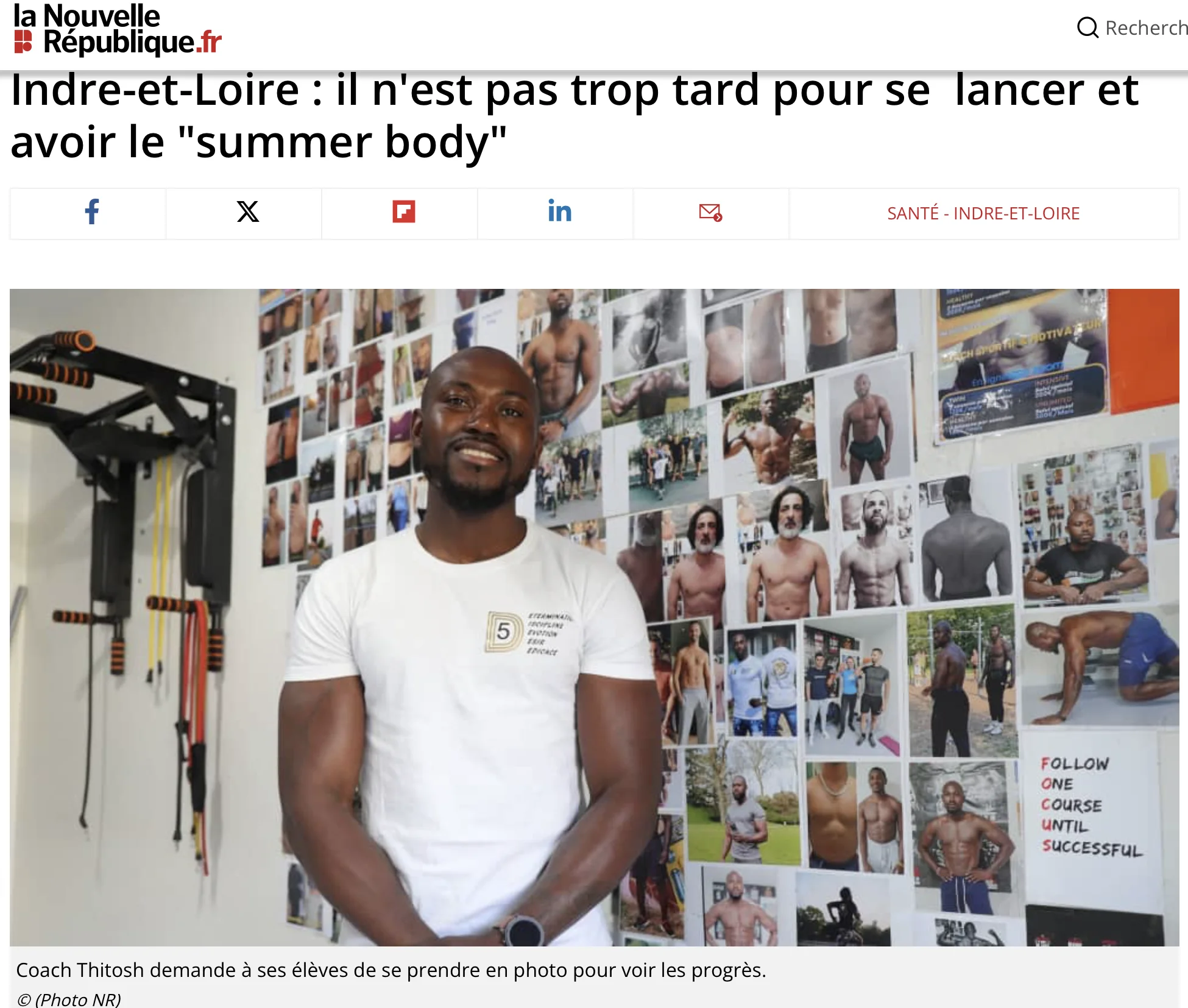 Article La Nouvelle République — Il n'est pas trop tard pour le summer body